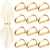 APTWOW anillos para servilleta dorados en semicírculos, set de 12 para decoración elegante.