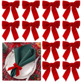 APTWOW Aros de servilleta navidad con lazo terciopelo rojo para mesa elegante.
