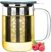 Aquach taza de té con infusor y tapa de vidrio lista para infusiones limpias.
