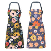 Delantal ARBINSON floral azul con bolsillos, perfecto para guardar termómetro y tarjetas de recetas.