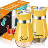 Arrozon juego de sal y pimienta con vidrio visible y tapa inox, fácil de rellenar.