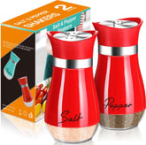 Arrozon set de sal y pimienta con base de cristal para recargas fáciles.