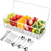 ARSTPEOE bandeja-condimentos con hielo, ideal para mantener fríos los condimentos en la mesa.