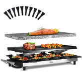 Artestia Raclette 1500W con amplia superficie de cocción para porciones grandes.