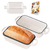 Articasting pan-hierro-fundido-9x5-tapa-crema para pan casero, horneado uniforme.