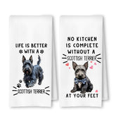 ArtisaEura terrier escocés: toallas de cocina, secado rápido para uso diario.
