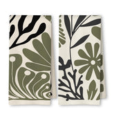 ArtisaEura, toallas de cocina abstractas en verde y negro boho floral para decoración diaria