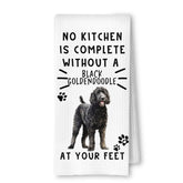 Toallas ArtisaEura con diseño goldendoodle negro, ideales para secar platos.