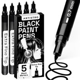 ARTISTRO 5 bolígrafo de pintura negro para vidrio, acabado duradero.