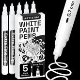 ARTISTRO 5 rotuladores de pintura blanca extrafina para vidrio, marcado claro y duradero.