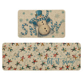 Alfombra Artoid Mode, diseño azul baston caramelo y muñeco de nieve para decorar y proteger.