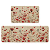 Alfombrilla Artoid Mode con corazones florales, ideal para entrada y cocina.