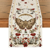 Artoid Mode corredor beige con amapola, polilla, hongo y luna para decoración otoñal.