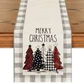 Artoid Mode camino de mesa Navidad gris buffalo plaid con árboles, ideal para decorar