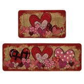 Alfombra Artoid Mode Corazón en cuadros rojos para cocina, estilo acogedor.
