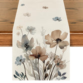 Artoid Mode corredor de mesa marrón con amapolas y hojas, vista frontal, protege la superficie.