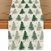 Artoid Mode mantel corredor navidad con árboles y copos de nieve; ideal para cenas temáticas.