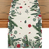 Artoid Mode cinta de mesa con hojas verdes y flor de pascua para la mesa