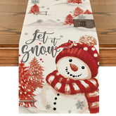 Artoid Mode Let It Snow: mantel navideño rojo con muñeco de nieve para mesa festiva