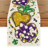 Mantel Artoid Mode Iris con corazones Mardi Gras para proteger la mesa y crear ambiente festivo.