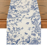 Mantel Artoid Mode monocromo con pajaros y flores para comedor elegante.