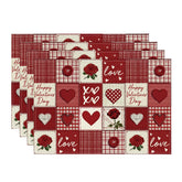 Artoid Mode mantel individual con corazones y cuadros rojos y negros para cenas románticas