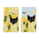 Artoid Mode toallas con diseño limón-amarillo y gato negro, ideales para secar platos
