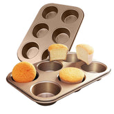 ASBAYSON dos bandejas de muffins de acero premium con 6 cavidades para hornear