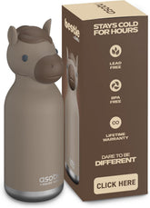 asobu Botella Bestie con cabeza de caballo desmontable, ideal para hidratación lúdica