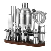 Asovnis kit de barman 23 piezas en soporte, organización elegante para la barra.