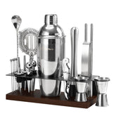 Asovnis kit bartender 23 piezas con soporte frontal para organización elegante.