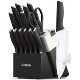Astercook conjunto de cuchillos 15 piezas en bloque con afilador para uso diario.