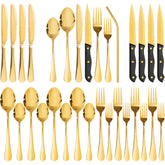 Astercook juego cubiertos 24 piezas, acabado espejo para mesa elegante