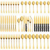 Astercook conjunto de cubiertos dorados 48 piezas con acabado espejo para mesa elegante
