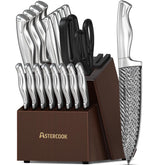Astercook juego de cuchillos 21 piezas en bloque con afilador para afilar fácilmente
