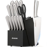 Juego de cuchillos Astercook con bloque y afilador para almacenamiento organizado