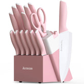 Astercook set cuchillos bloque con afilador incorporado para afilar durante la preparación.