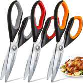 Tijeras de cocina Astercook en tres colores para diferenciar tareas en la cocina.