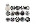 Ateco conjunto tubo ruso para flores con 15 boquillas de acero inoxidable para decoraciones.