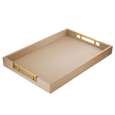 ATZYmolin bandeja de madera 17x12 con asas doradas, ideal para servir bebidas.