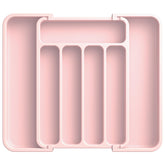 Organizador Aujen de cubiertos rosa, cajón extensible para ordenar cubiertos y utensilios.