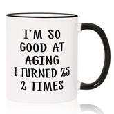 Aurahouse Taza 50cumpleanos con diseno doble cara, ideal para celebraciones con humor.