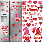 Imanes Auzesto San Valentín con corazones y gnomo para decorar la nevera.