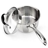 AVACRAFT cazo 2,5 cuartos con tapa vidriosa y escurridor doble para pasta