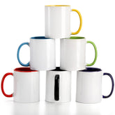 AVLA seis-pack tazas porcelana, interior colorido, ideal para sublimacion y regalos personalizados
