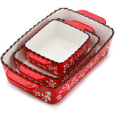 AVLA trío de platillos cerámicos rectangulares, ideales para hornear y servir.