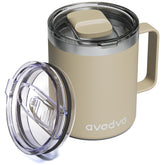 Taza avodvo con cierre deslizante, ideal para viajar y evitar derrames.