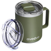 avodvo taza 12oz aislada con tapa deslizante, ideal para llevar café caliente con seguridad.