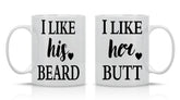 Taza para pareja AW Fashions con impresión doble cara, ideal para desayunos.