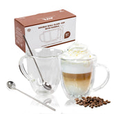 Taza AYL doble pared para espresso, mantiene caliente la bebida y evita condensación.